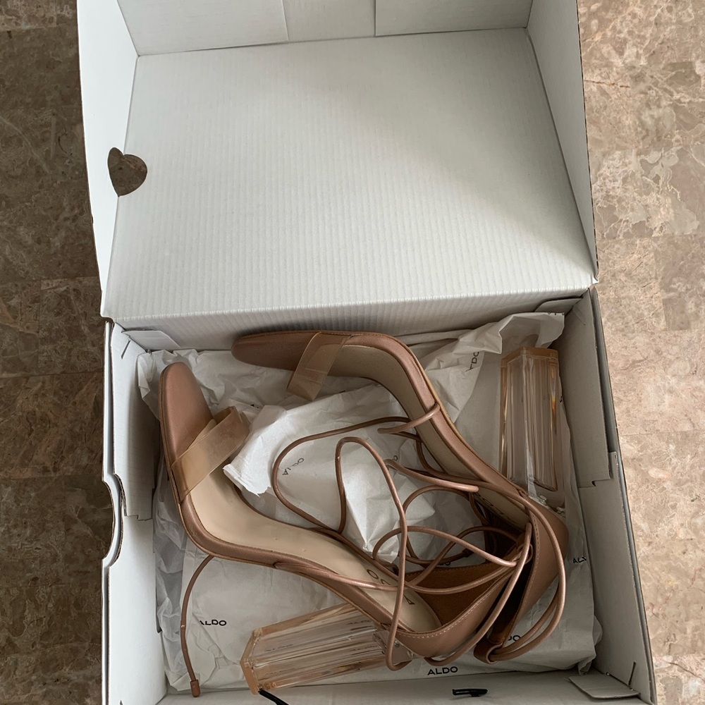 Aldo Women's Nude Strappy Heels Onardonia Size 8